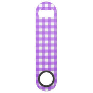 Helder paarse gingham speed flessenopener