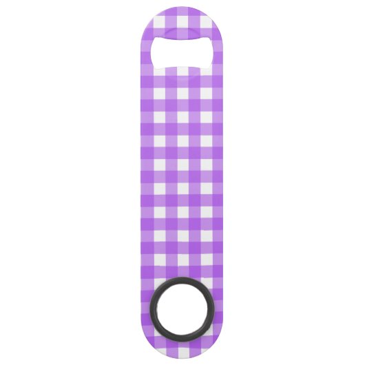 Helder paarse gingham speed flessenopener (Voorkant)