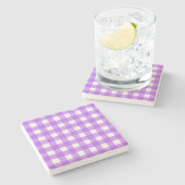 Helder paarse gingham stenen onderzetter (Zijkant)