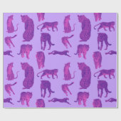 Helder Paarse & Heet Roze Luipaard & Tijgerpatroon Cadeaupapier (Vlak)