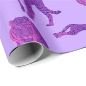 Helder Paarse & Heet Roze Luipaard & Tijgerpatroon Cadeaupapier (Rol Hoek)