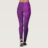 Helder paarse magenta glitterpatroon halloween leggings (Achterkant)
