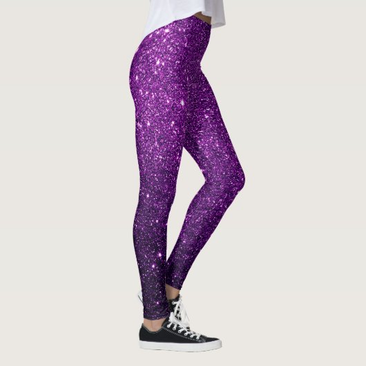 Helder paarse magenta glitterpatroon halloween leggings (Rechts)