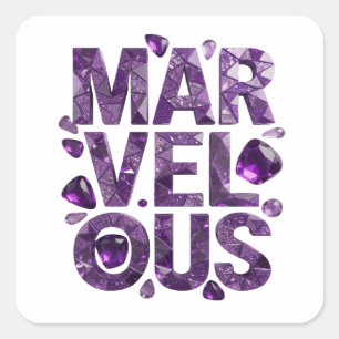 Helder paarse MARVELOUS vinylstijl Vierkante Sticker