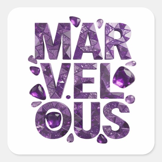 Helder paarse MARVELOUS vinylstijl Vierkante Sticker (Voorkant)