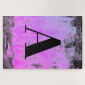 Helder Paarse Roze & Zwart Monogram Legpuzzel (Horizontaal)