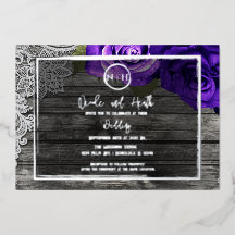 Helder Paarse Rozen Hout & Kant Mooi Trouwen