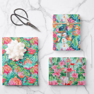 Helder Palm Beach Kerstversieringen Sneeuwman Gift Inpakpapier Vel