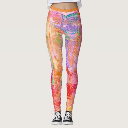 Helder pastelpatroon leggings (Voorkant)