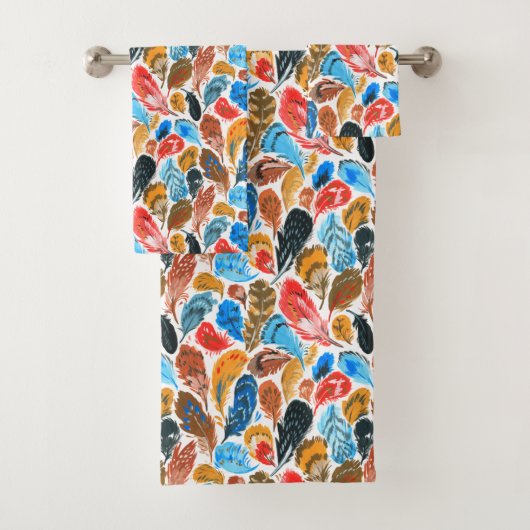 Helder patroon met vogelveren bad handdoek (Insitu)