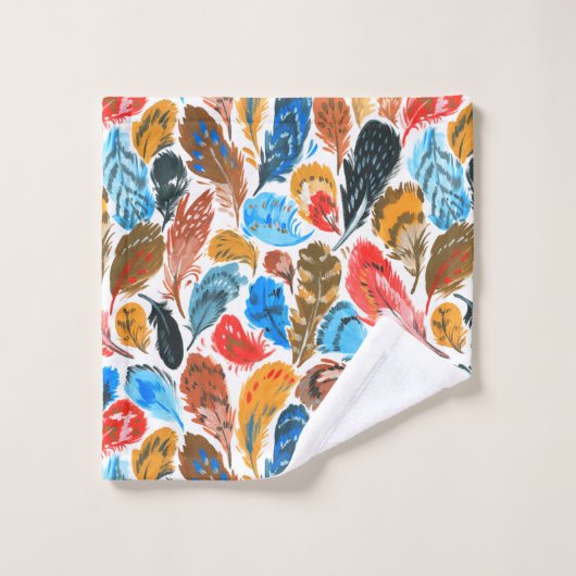 Helder patroon met vogelveren bad handdoek (Wasdoekje)