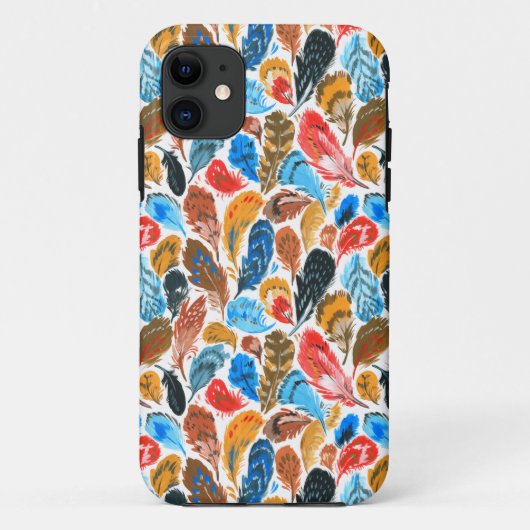 Helder patroon met vogelveren Case-Mate iPhone case (Achterkant)