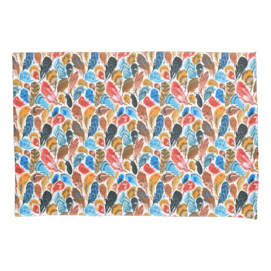 Helder patroon met vogelveren kussensloop (Voorkant)