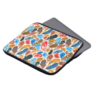 Helder patroon met vogelveren laptop sleeve