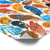 Helder patroon met vogelveren poster (Hoek)