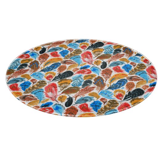 Helder patroon met vogelveren snijplank (Hoek)