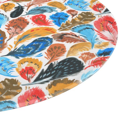 Helder patroon met vogelveren snijplank (Hoek)