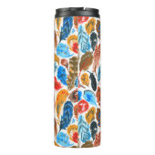 Helder patroon met vogelveren thermosbeker (Achterkant)