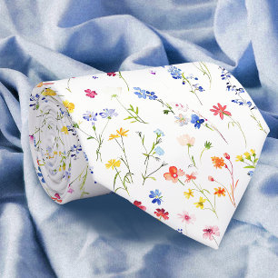 Helder patroon van wilde bloemen stropdas