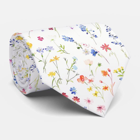 Helder patroon van wilde bloemen stropdas (Opgerold)