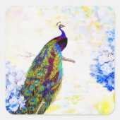 Helder pauwenogen vierkante sticker (Voorkant)