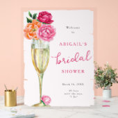 Helder Pioen Champagneglaas Bruidsdouche Geschilde Acryl Bord (Huwelijk)