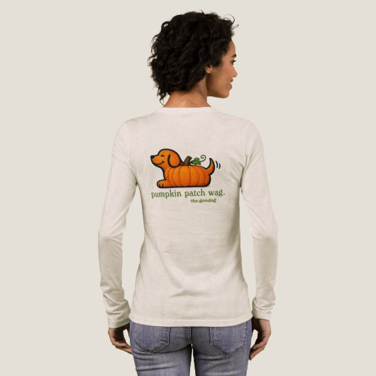 Helder Pompoen Hond Herfst Tri-Blend Shirt (Achterkant)