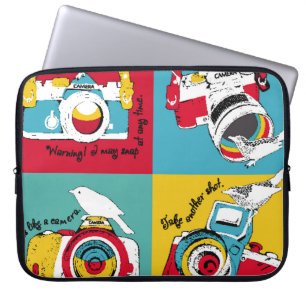 Helder poster in de stijl van pop kunst met afbeel laptop sleeve