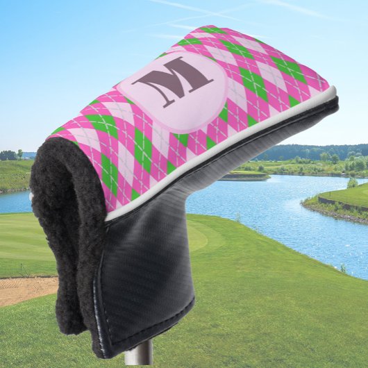 Helder preppy argyle aangepaste monogram dames golfheadcover