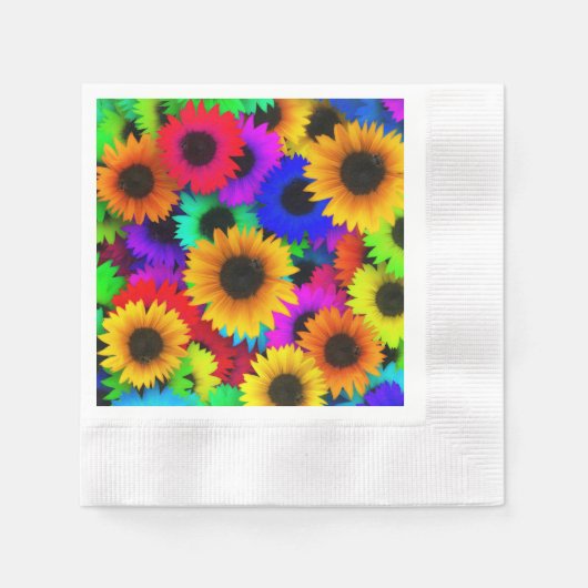 Helder Psychedelic Flower Child Hippy Patroon Servetten (Voorkant)