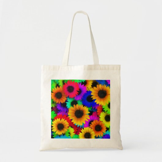 Helder Psychedelic Flower Child Hippy Pattern Tote Bag (Voorkant)