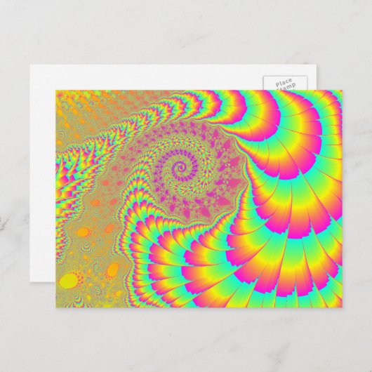 Helder Psychedelic Infinite Spiral Fractal Art Briefkaart (Voorkant / Achterkant)