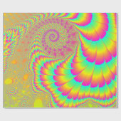Helder Psychedelic Infinite Spiral Fractal Art Cadeaupapier (Vlak)