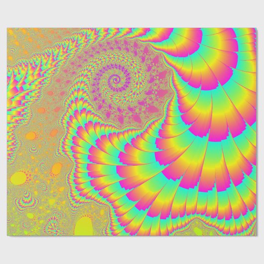 Helder Psychedelic Infinite Spiral Fractal Art Cadeaupapier (Vlak)