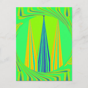Helder Rand Geometrisch Neon Patroon Kunst Design Briefkaart