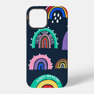 Helder regenbogen op een donkere achtergrond. Scha iPhone 12 Hoesje