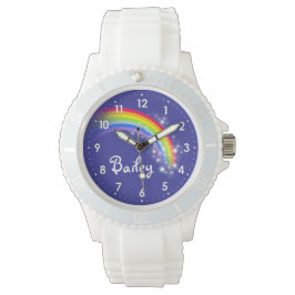Helder regenboog blauw naam polshorloge horloge
