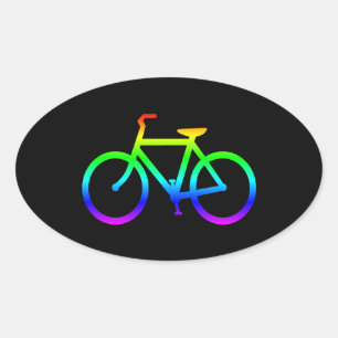 Helder Regenboog Fiets Ovale Sticker