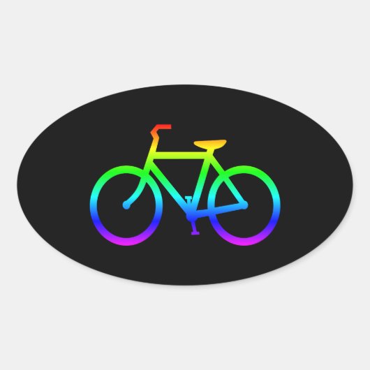 Helder Regenboog Fiets Ovale Sticker (Voorkant)