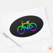 Helder Regenboog Fiets Ovale Sticker (Envelop)