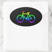 Helder Regenboog Fiets Ovale Sticker (Tas)