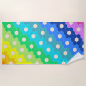 Helder Regenboog Geometrisch Zeshoek Bloempatroon Strandlaken (Voorkant)