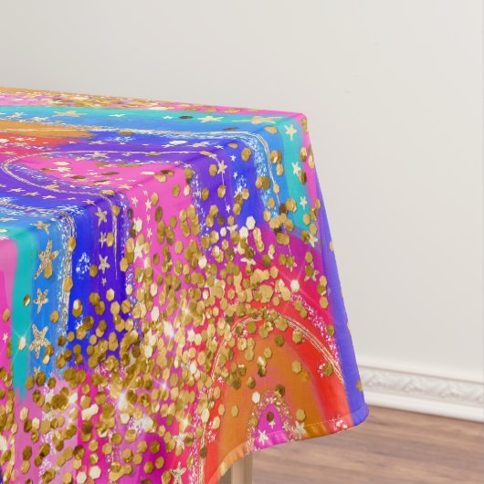 Helder Regenboog Goud Glitter Tafelkleed (Voorbeeld)