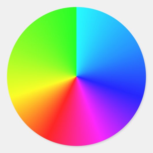 Helder regenboog kleuren radiaal verloop ronde sticker (Voorkant)