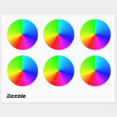 Helder regenboog kleuren radiaal verloop ronde sticker (Vel)