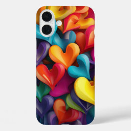 HELDER REGENBOOG KLEURIGE VALENTIJN HARTEN iPhone 16 PLUS HOESJE