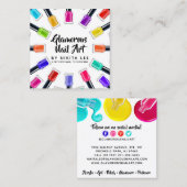 Helder Regenboog Nagel Kunst Tech Salon Sociale Me Vierkante Visitekaartje (Voorkant / Achterkant)