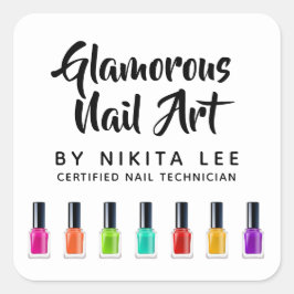 Helder Regenboog Nagellak Kunst Tech Salon Aangepa Vierkante Sticker