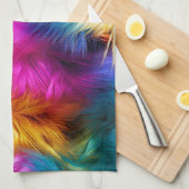 Helder regenboog namaak monster bont textuur theedoek (Quarter Fold)