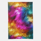 Helder regenboog namaak monster bont textuur theedoek (Verticaal)